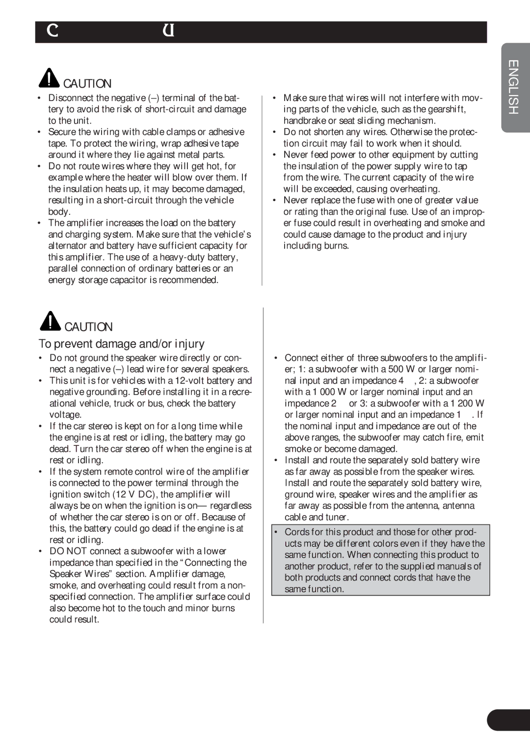 Pioneer D1200SPL owner manual Connecting the Unit, To prevent damage and/or injury 