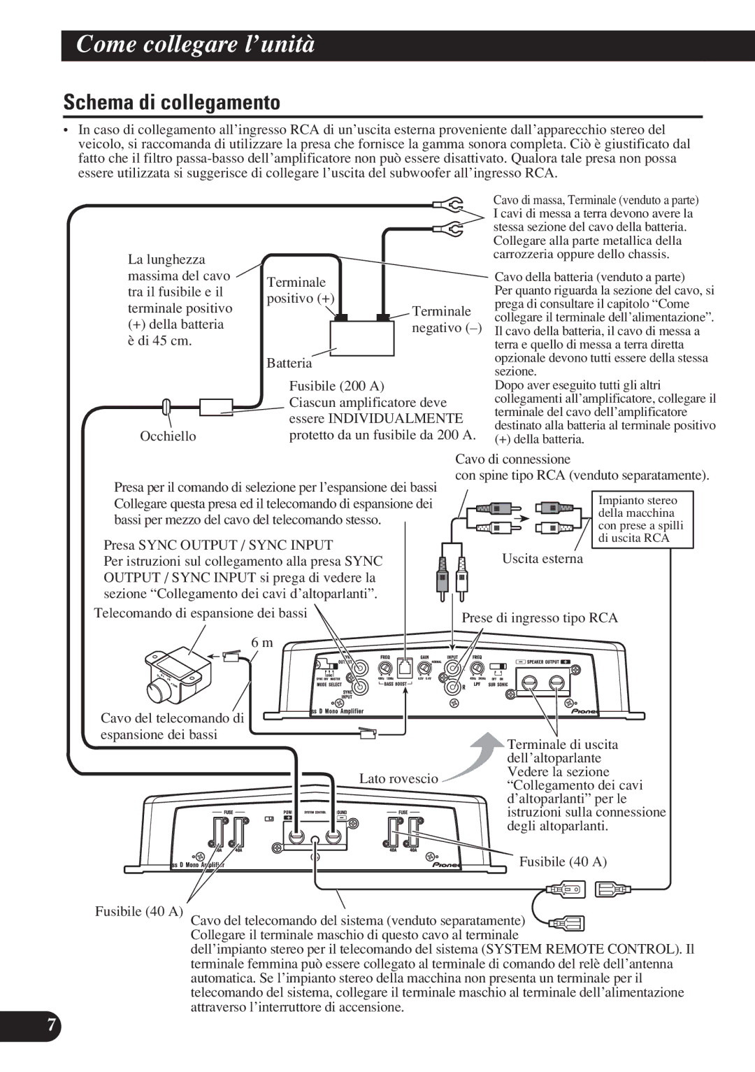 Pioneer D1200SPL owner manual Schema di collegamento 