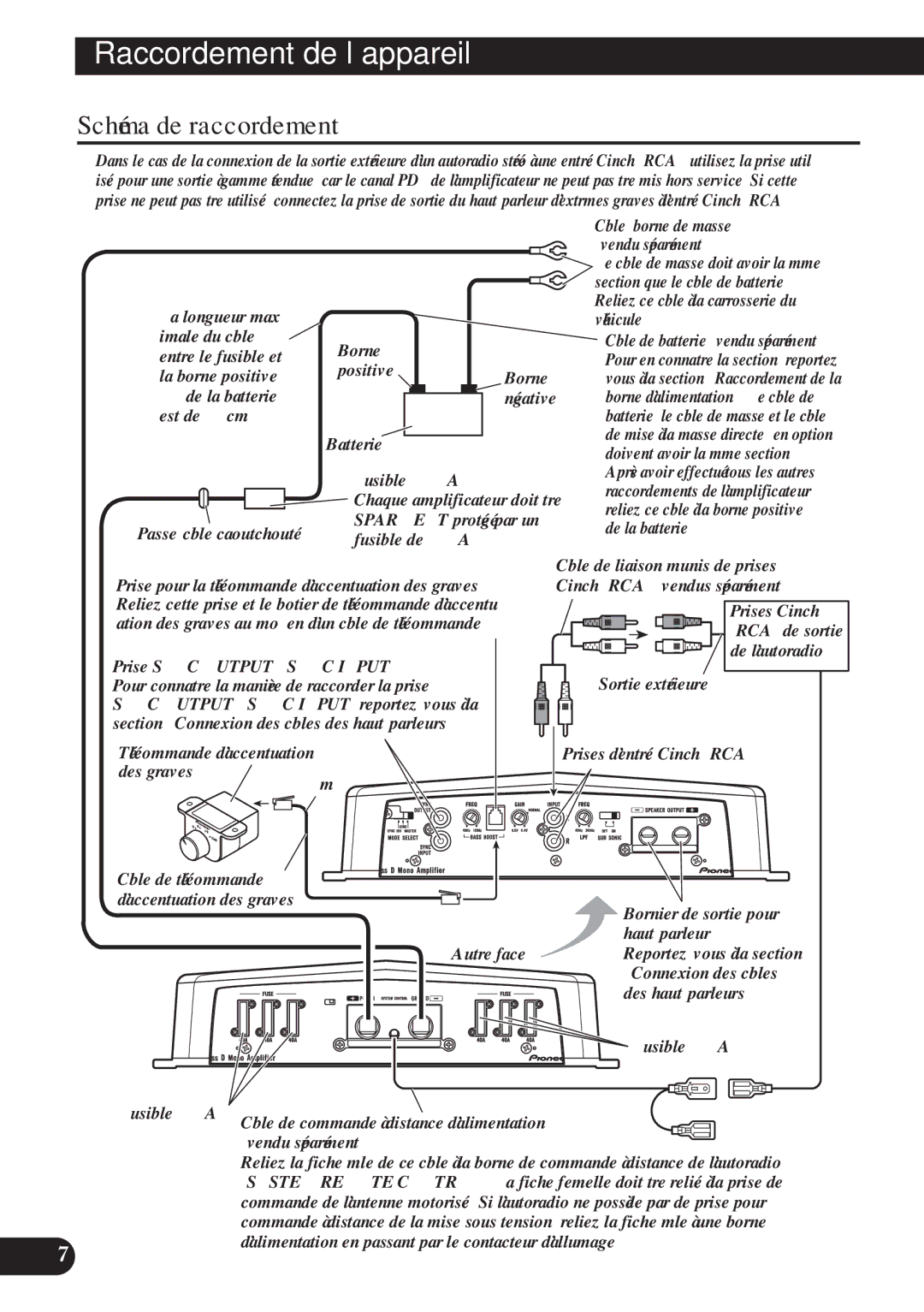 Pioneer D2000SPL owner manual Schéma de raccordement 