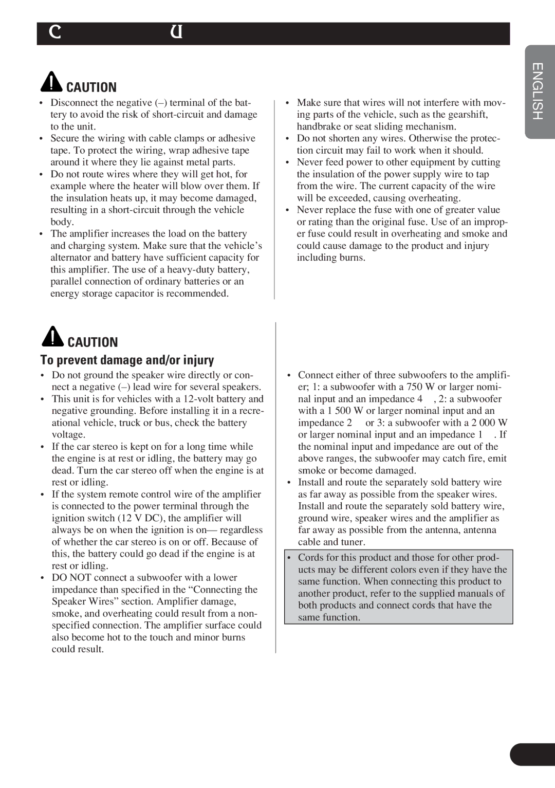 Pioneer D2000SPL owner manual Connecting the Unit, To prevent damage and/or injury 