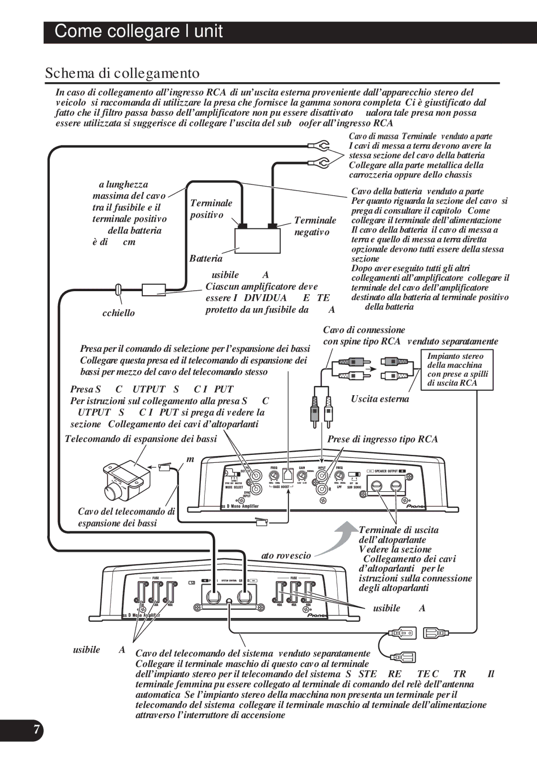 Pioneer D2000SPL owner manual Schema di collegamento 