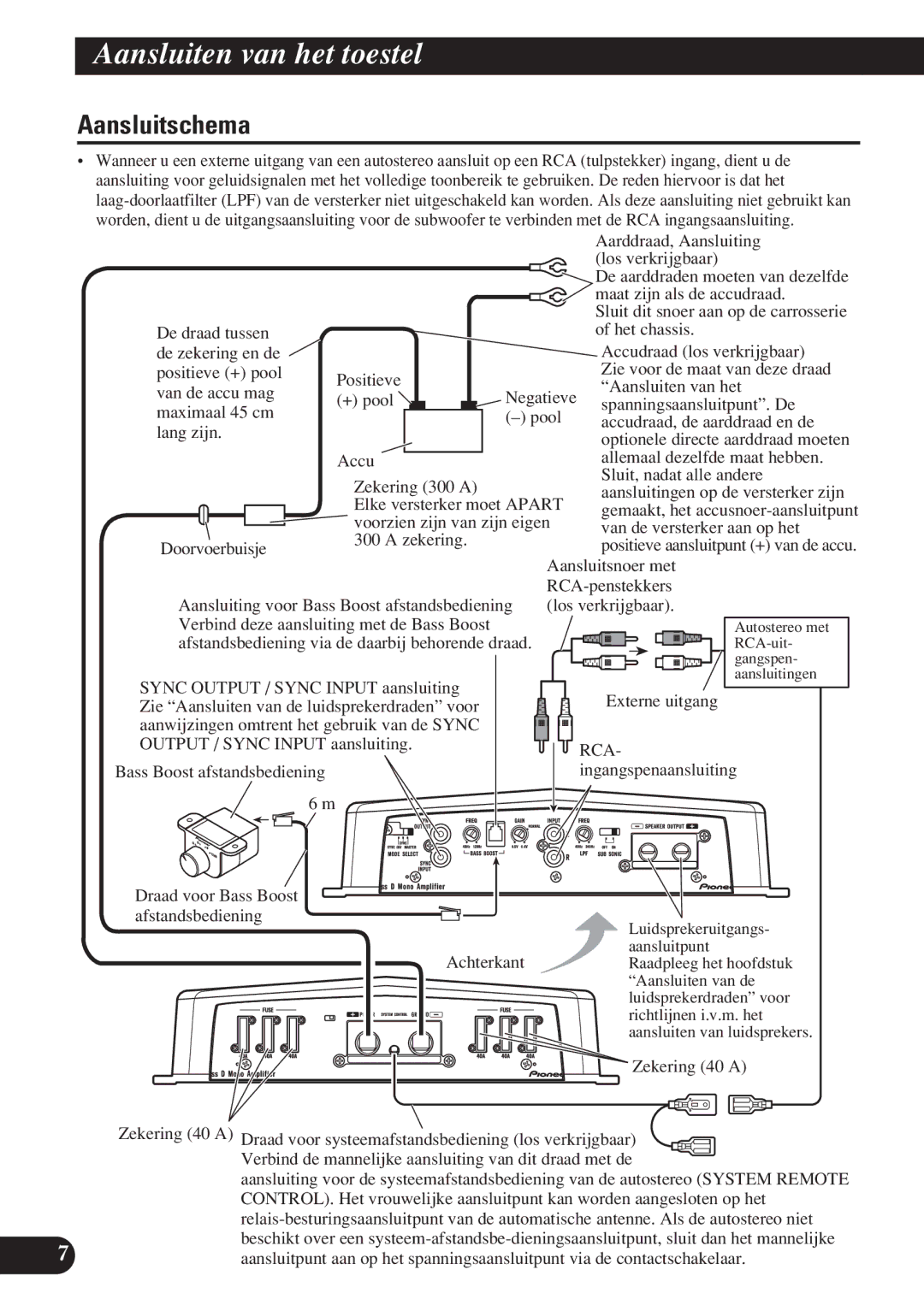 Pioneer D2000SPL owner manual Aansluitschema 