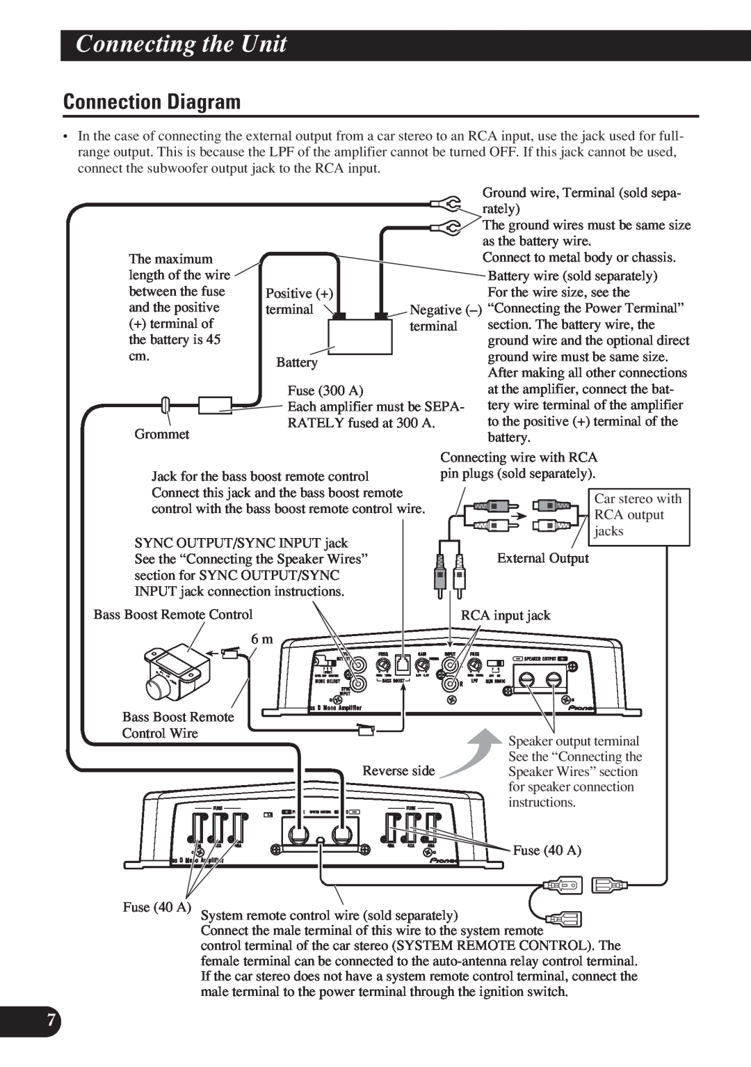 Pioneer D2000SPL owner manual Connection Diagram, Connecting the Unit 