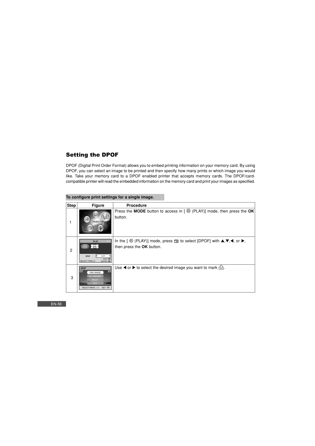 Pioneer DC500 manual Setting the Dpof 