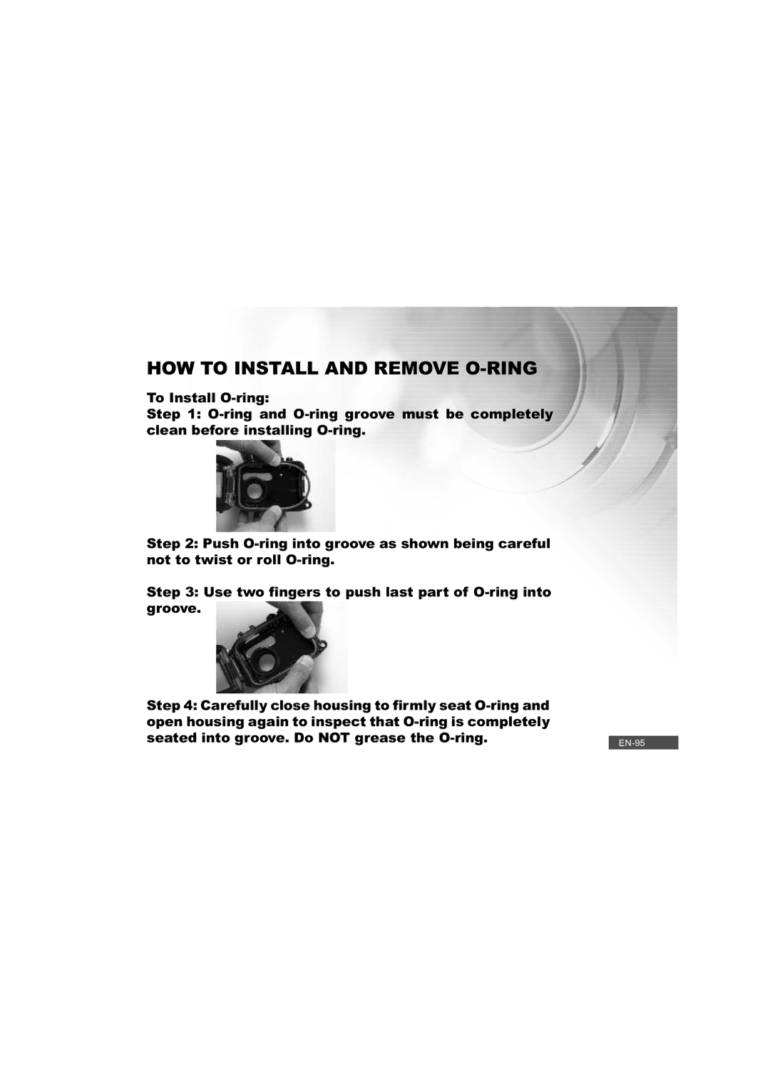 Pioneer DC500 manual HOW to Install and Remove O-RING 