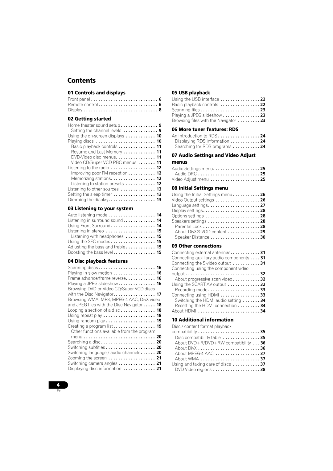 Pioneer DCS-353 operating instructions Contents 