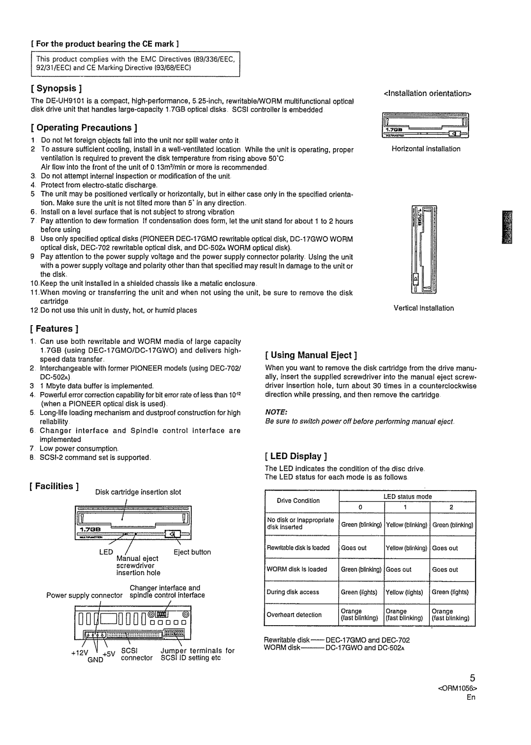 Pioneer DE-UH9101 manual 