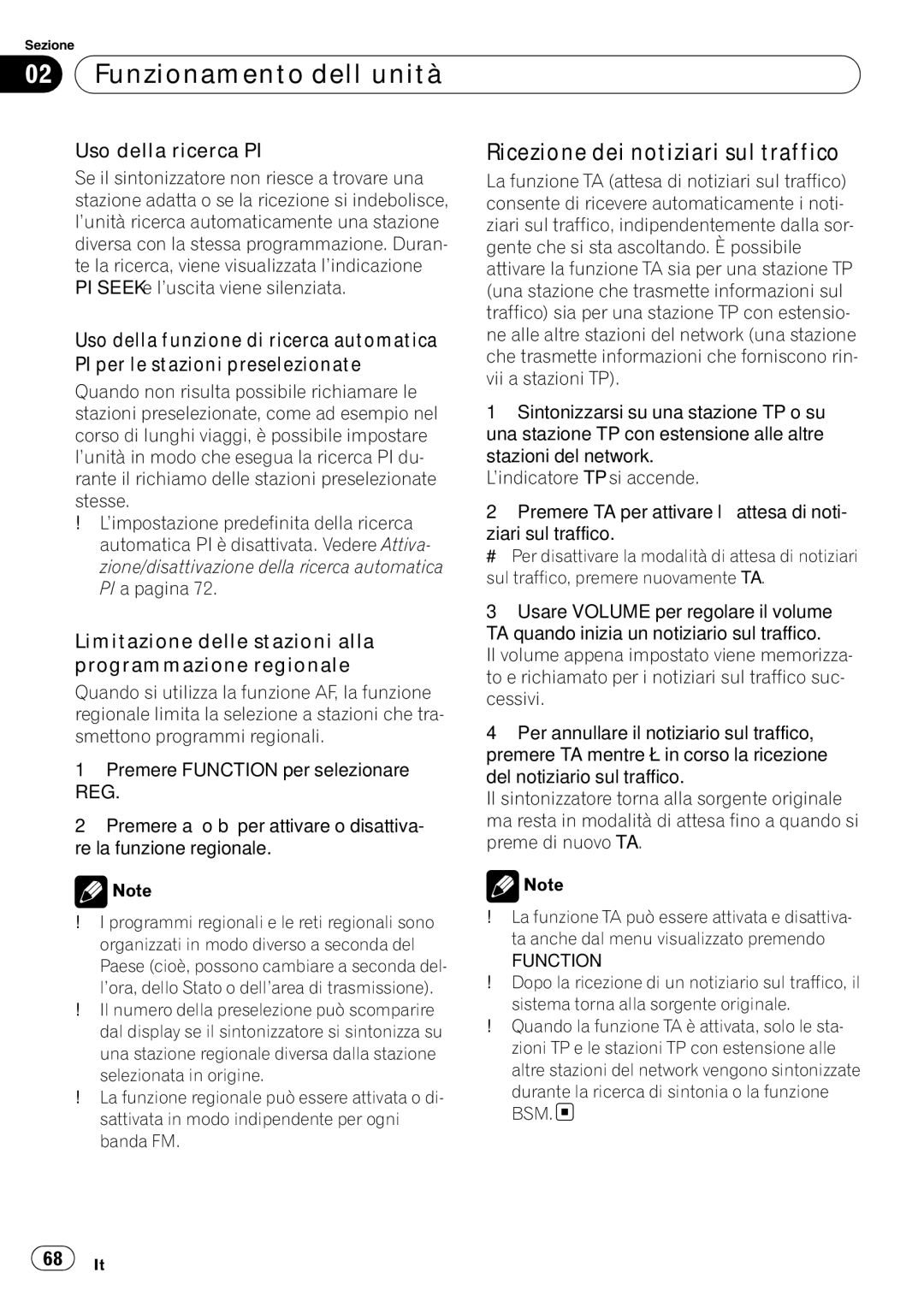 Pioneer DEH-1020E, DEH-1000E operation manual Ricezione dei notiziari sul traffico, Uso della ricerca PI 