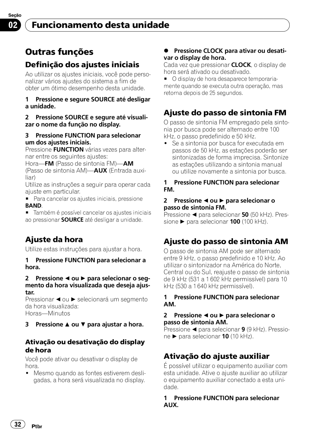 Pioneer DEH-1050E operation manual Funcionamento desta unidade Outras funções 