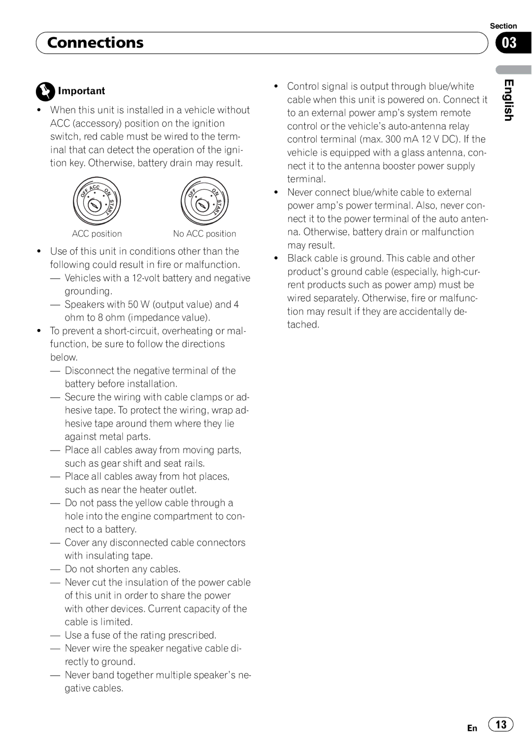 Pioneer DEH-10MP owner manual Connections, Vehicles with a 12-volt battery and negative grounding 