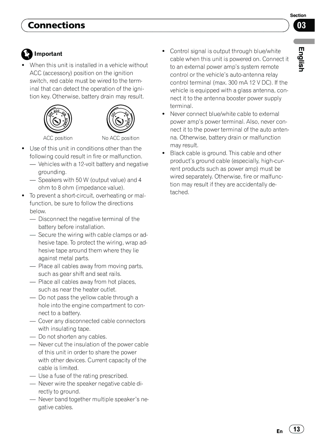 Pioneer DEH-1100MP owner manual Connections, Vehicles with a 12-volt battery and negative grounding 