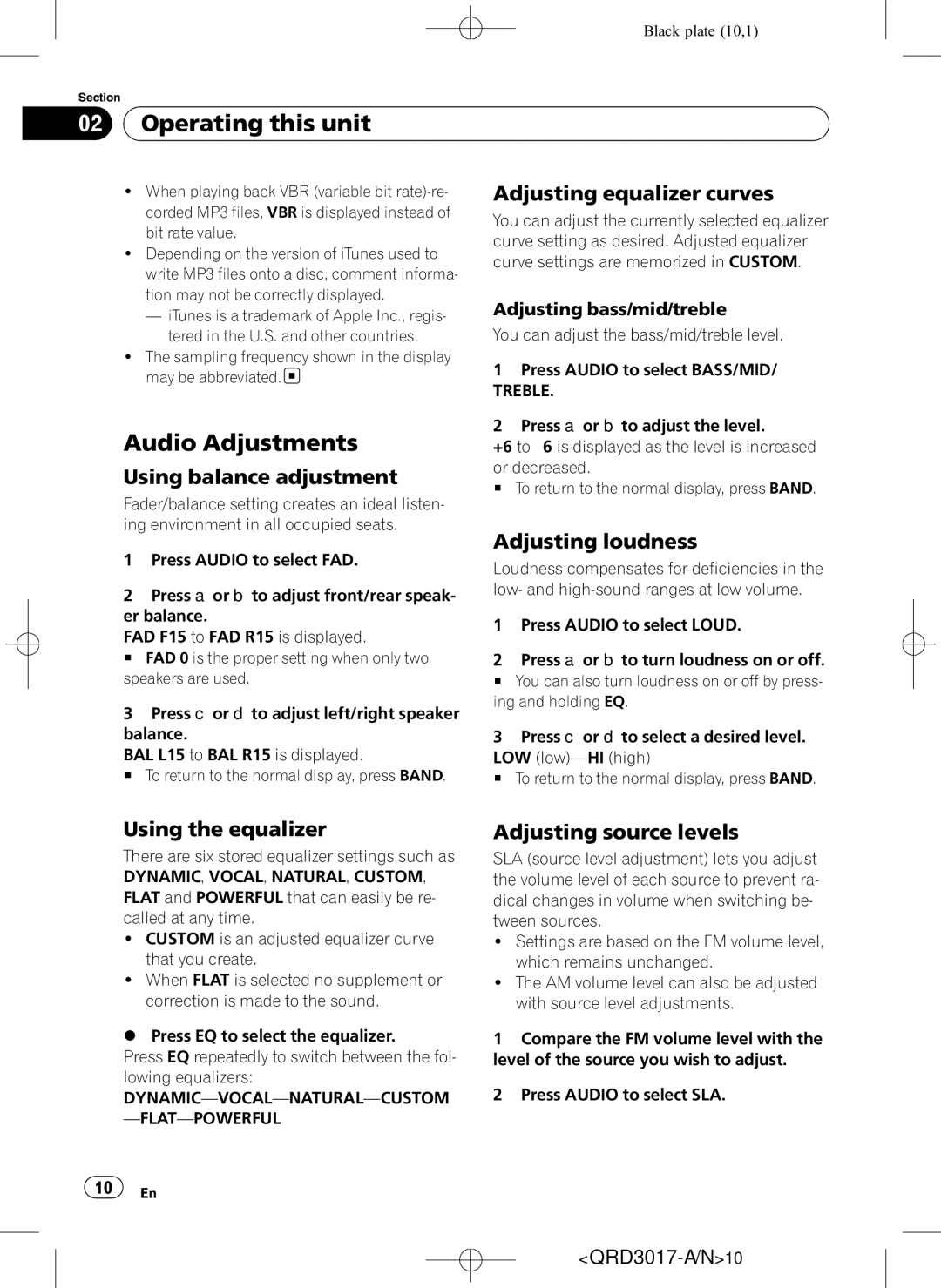 Pioneer DEH-1150MPG owner manual Audio Adjustments 