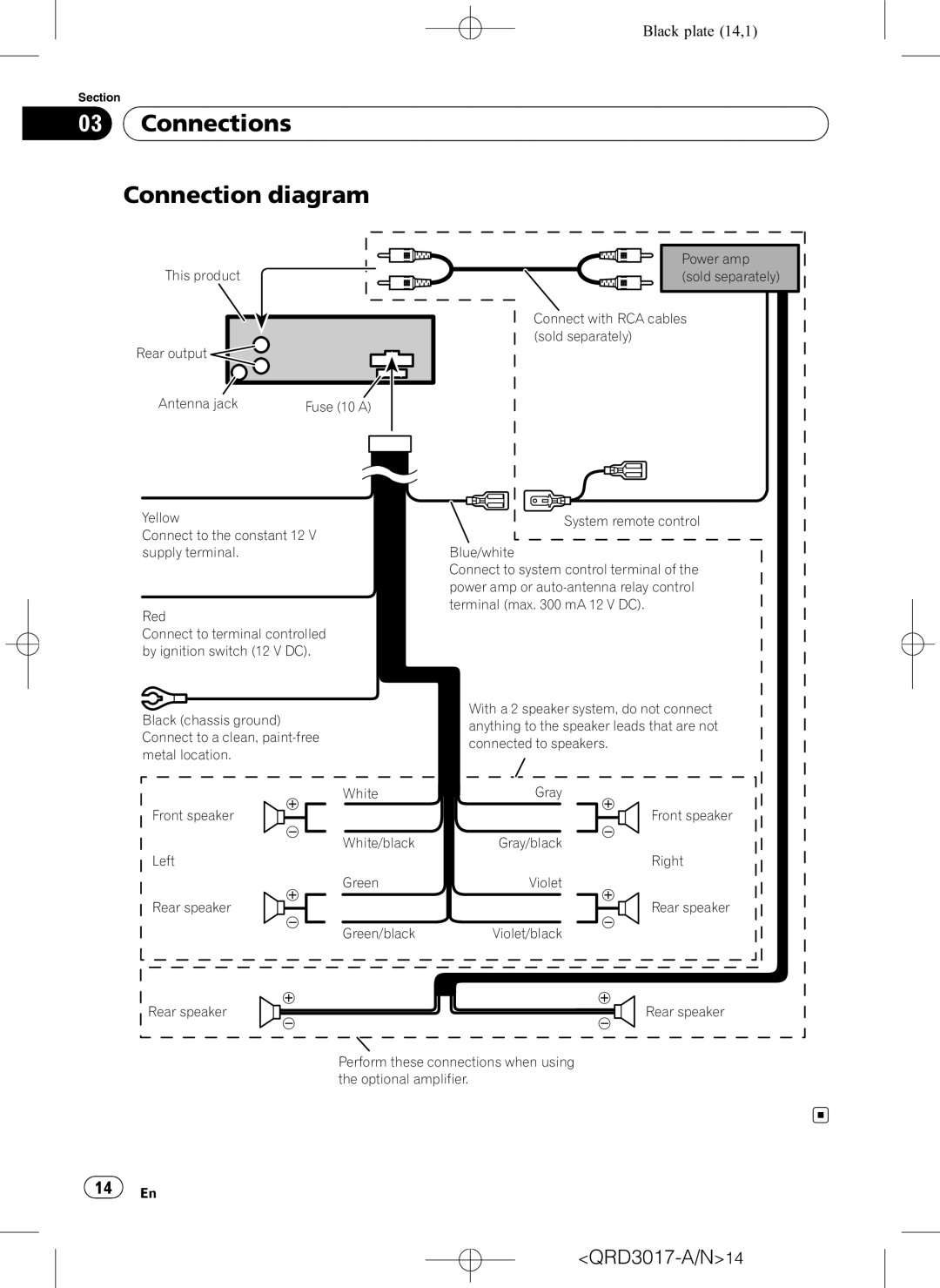 Pioneer DEH-1150MPG owner manual Connections Connection diagram 