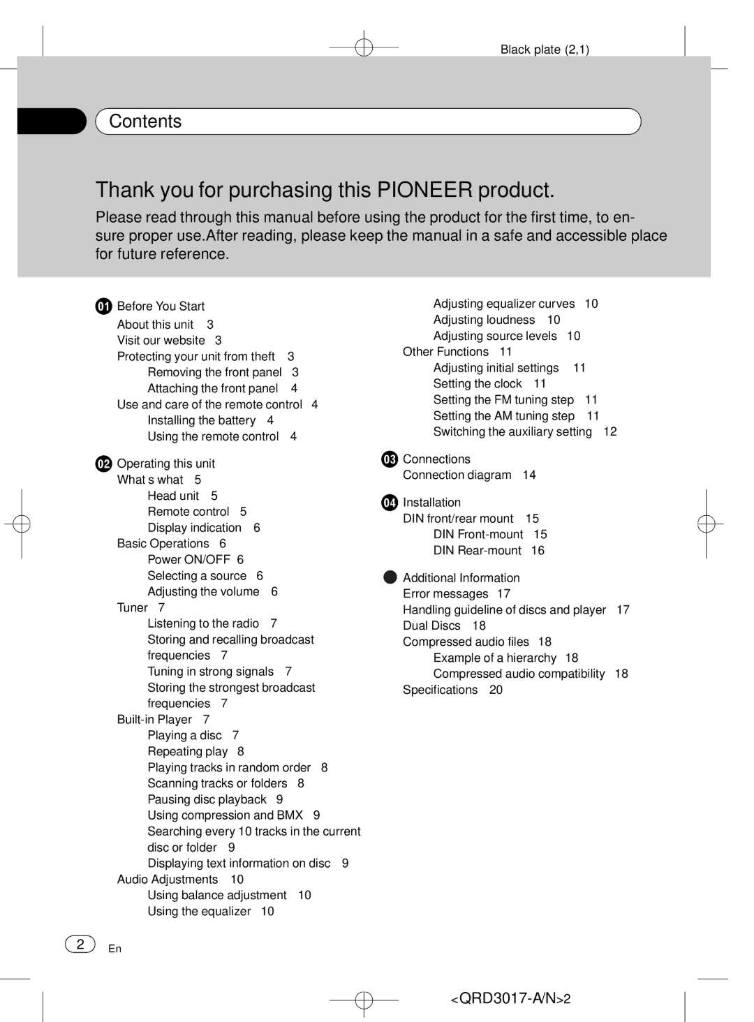 Pioneer DEH-1150MPG owner manual Contents, Before You Start About this unit 