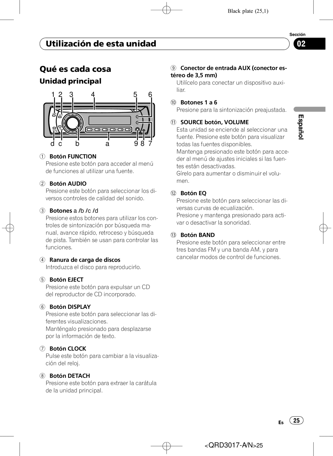 Pioneer DEH-1150MPG owner manual Utilización de esta unidad Qué es cada cosa, Unidad principal 