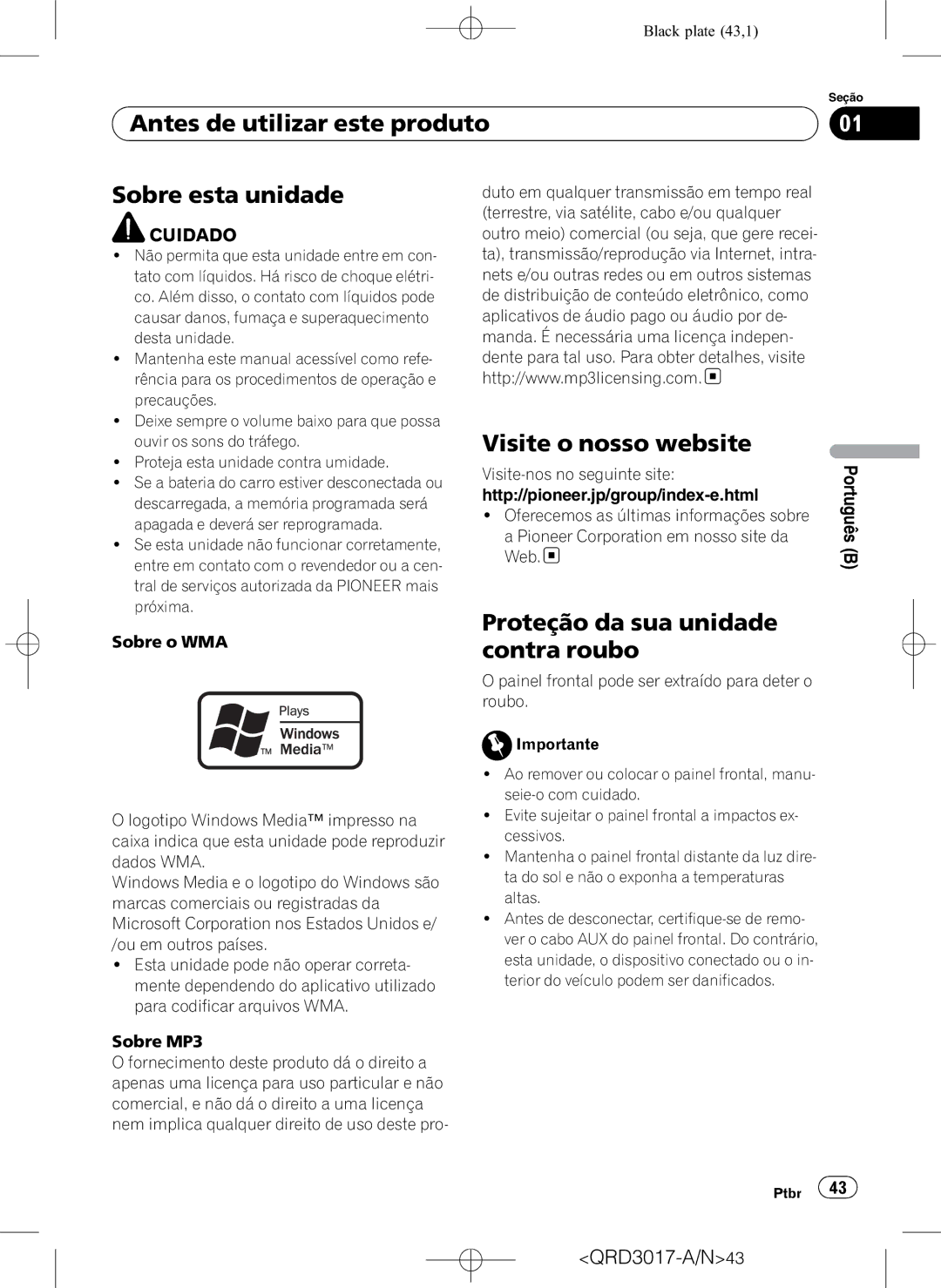 Pioneer DEH-1150MPG owner manual Antes de utilizar este produto Sobre esta unidade, Visite o nosso website 