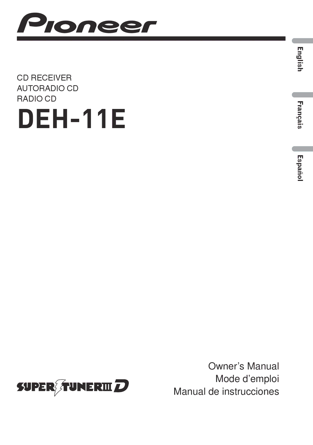 Pioneer DEH-11E owner manual 