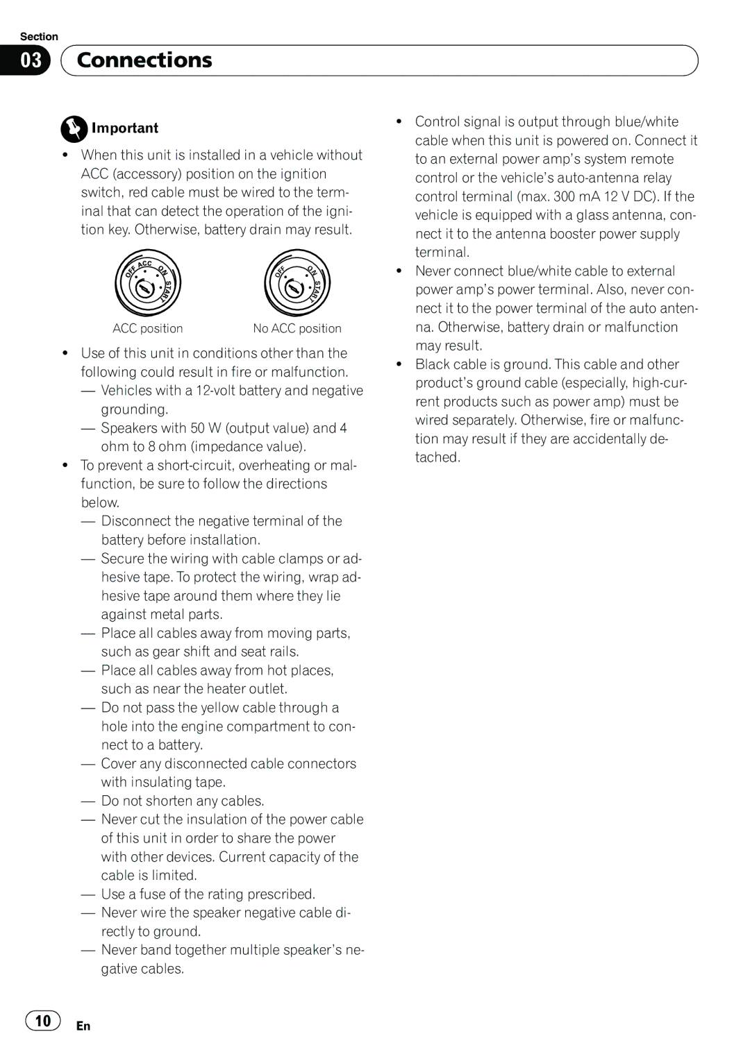 Pioneer DEH-11E owner manual Connections, Vehicles with a 12-volt battery and negative grounding 