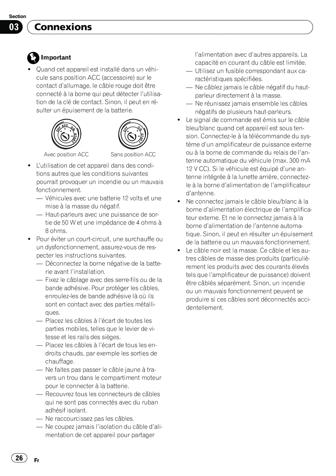 Pioneer DEH-11E owner manual Connexions 