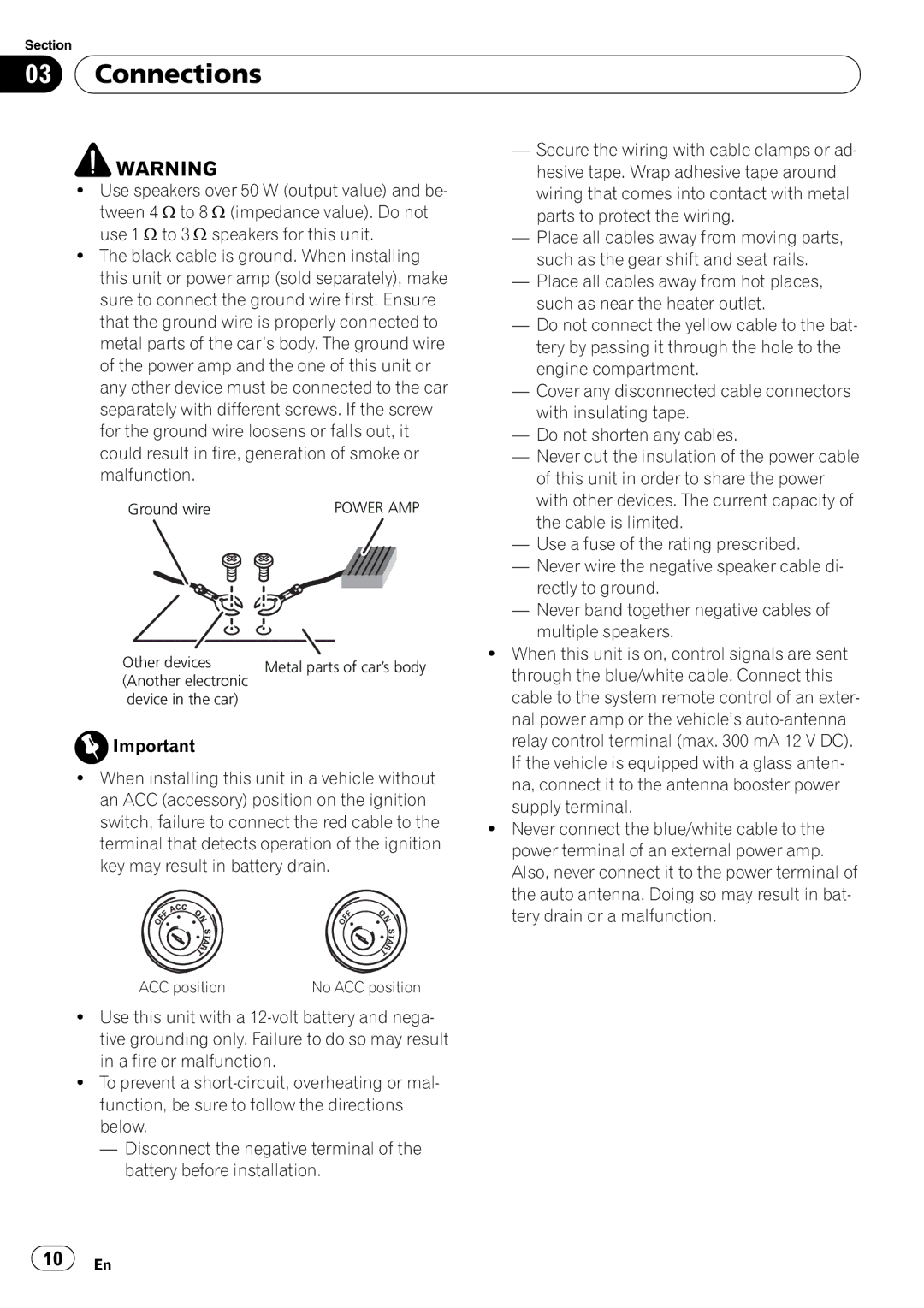 Pioneer DEH-1200MP owner manual Connections 