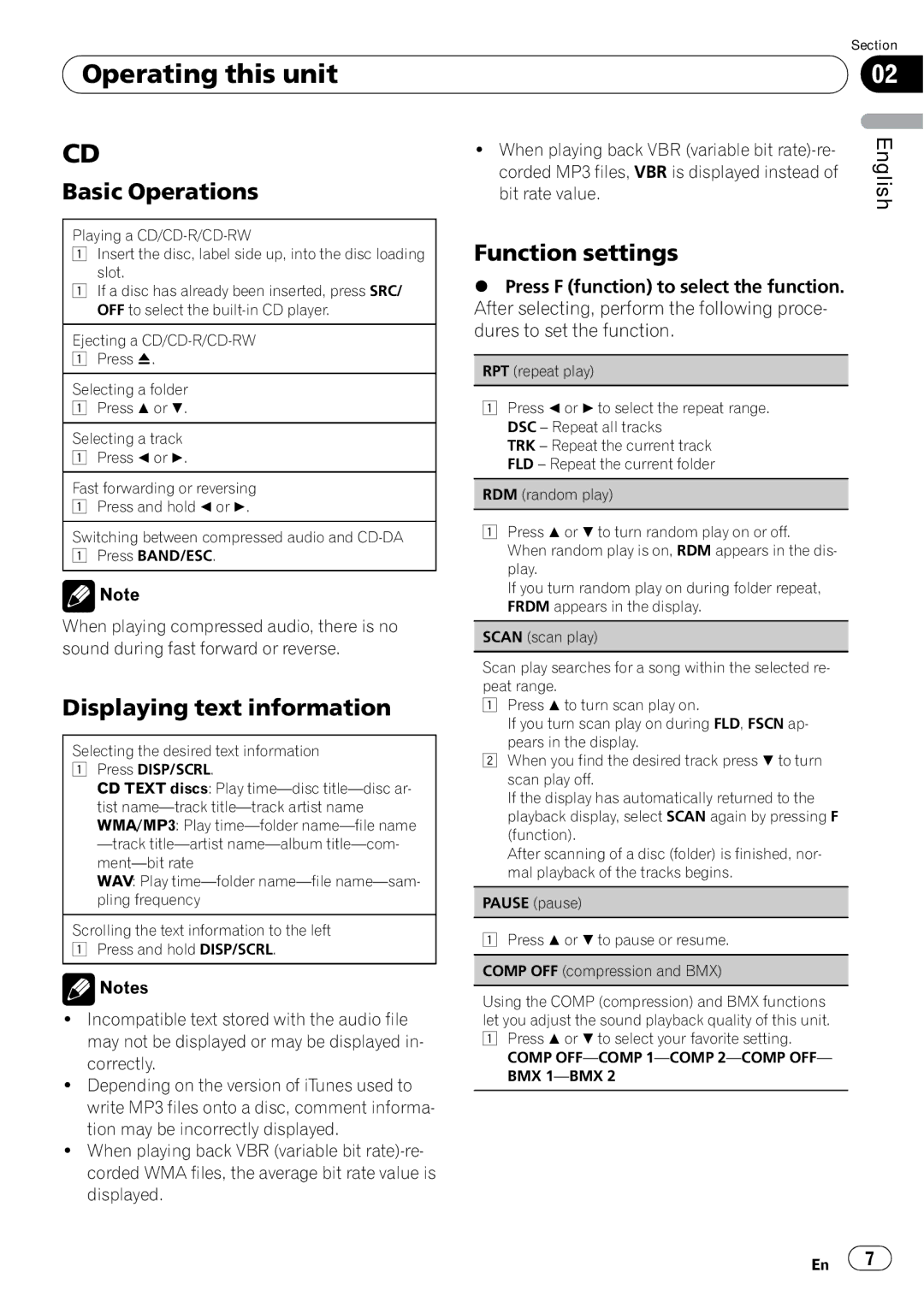 Pioneer DEH-1200MP owner manual Displaying text information 