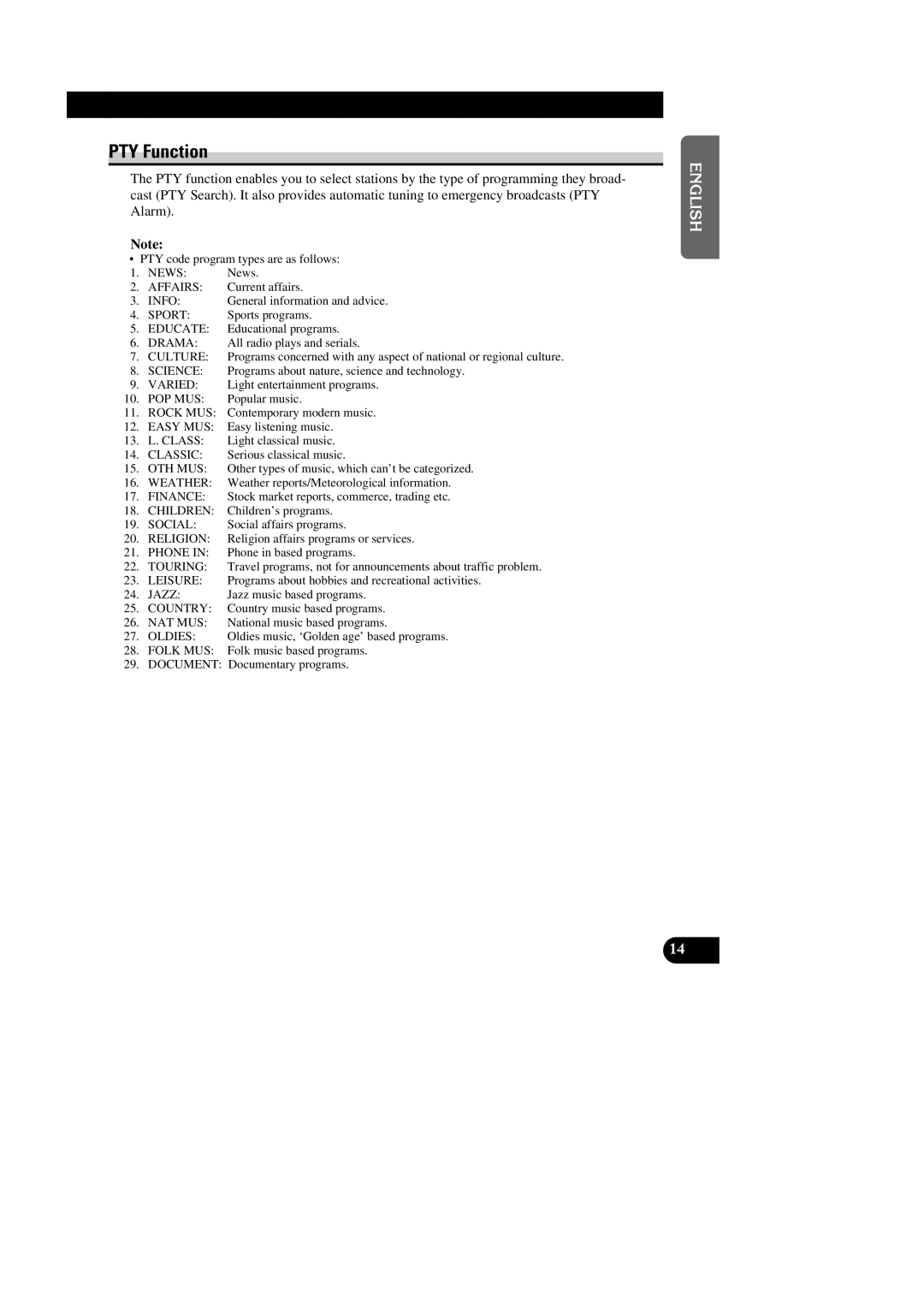 Pioneer DEH-1300R, DEH-1330R, DEH-2300RB, DEH-2330R operation manual PTY Function, Social 