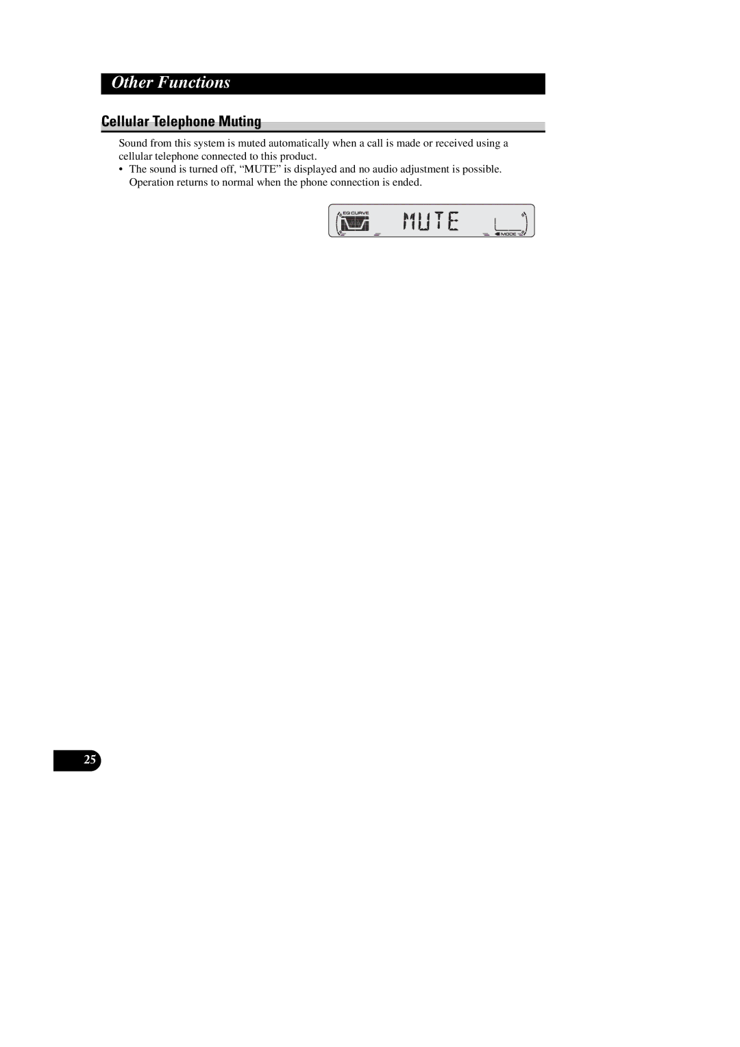 Pioneer DEH-1330R, DEH-1300R, DEH-2300RB, DEH-2330R operation manual Other Functions, Cellular Telephone Muting 