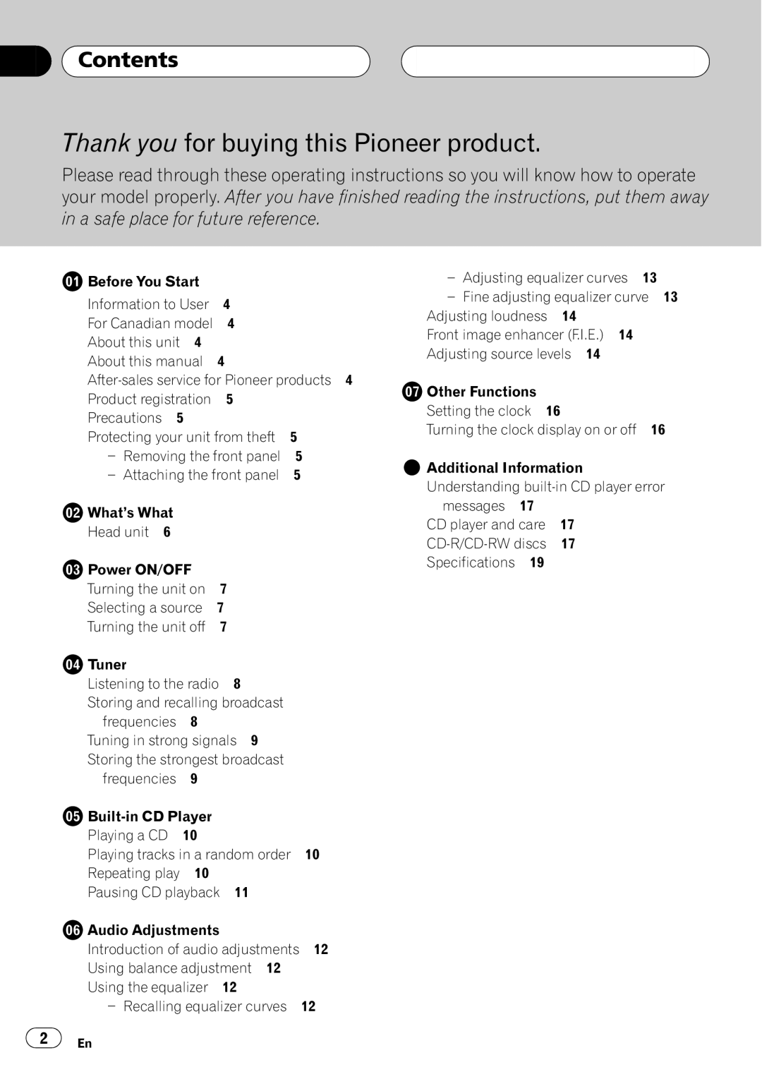 Pioneer DEH-15 operation manual 