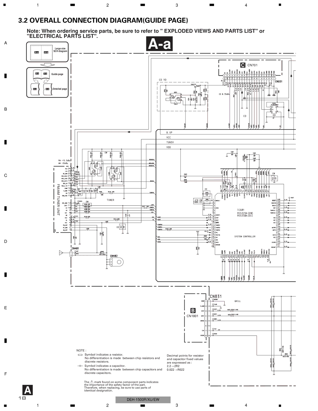 Pioneer DEH-1500RXU/EW, DEH-1510XU/EE, DEH-1530RXU/EW service manual Overall Connection Diagramguide, Electrical Parts List 