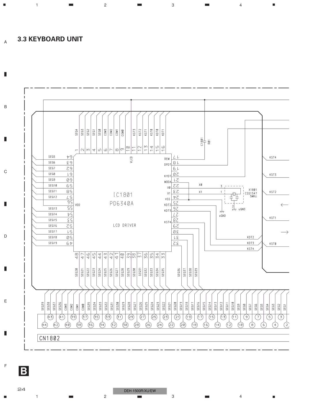 Pioneer DEH-1500RXU/EW, DEH-1510XU/EE, DEH-1530RXU/EW service manual Keyboard Unit 