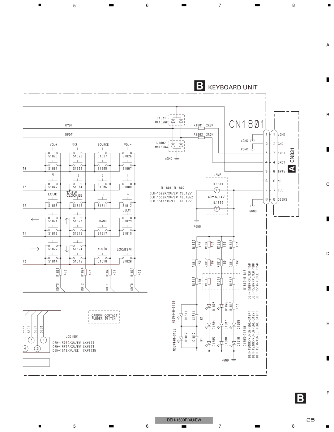 Pioneer DEH-1510XU/EE, DEH-1500RXU/EW, DEH-1530RXU/EW service manual Keyboard Unit 