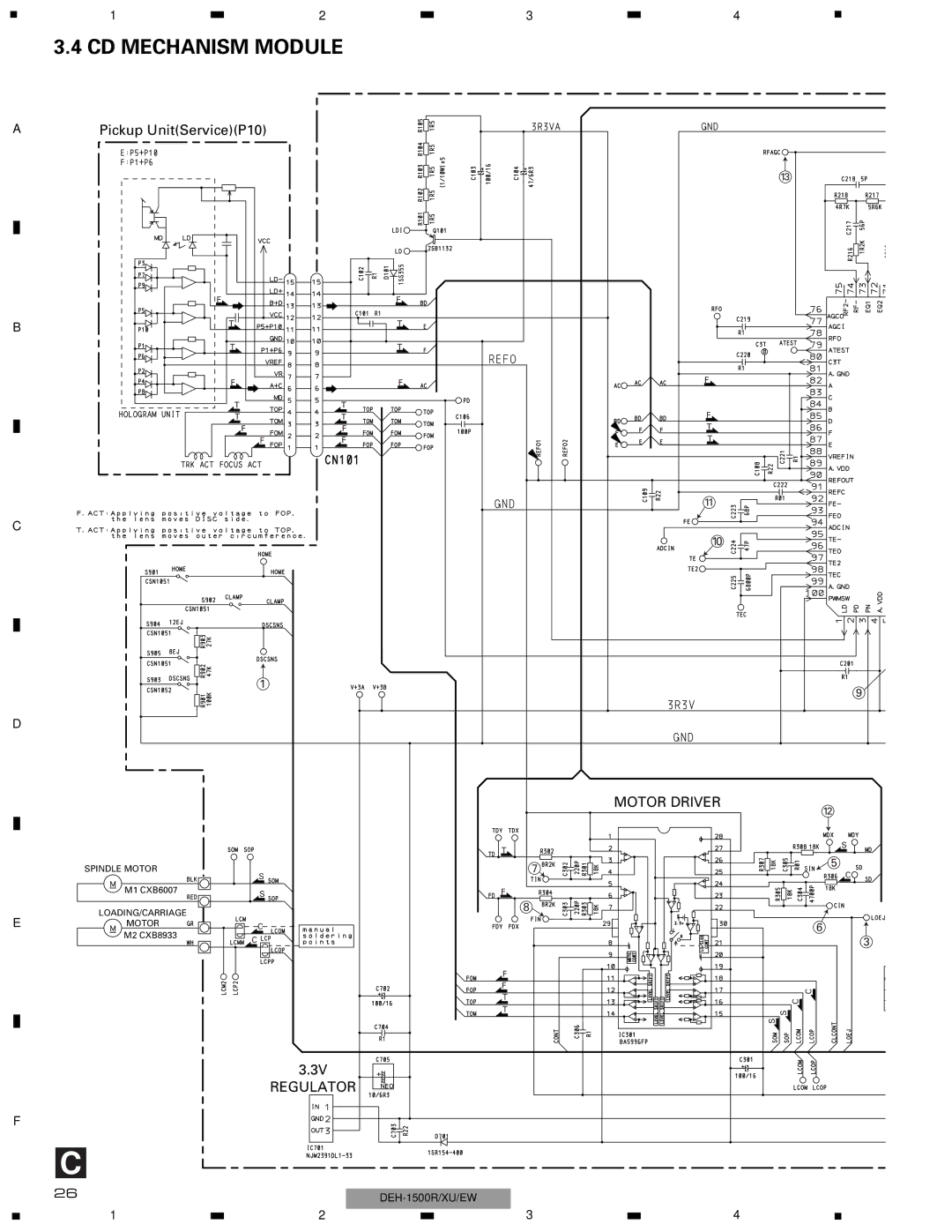 Pioneer DEH-1530RXU/EW, DEH-1500RXU/EW, DEH-1510XU/EE service manual Regulator, Motor Driver 