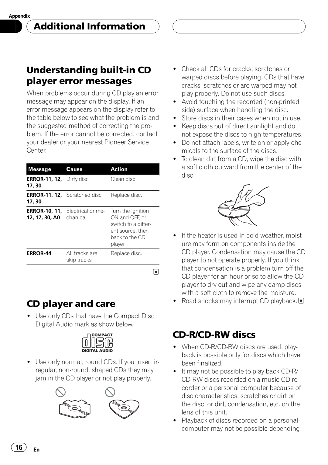 Pioneer DEH-1600 operation manual 