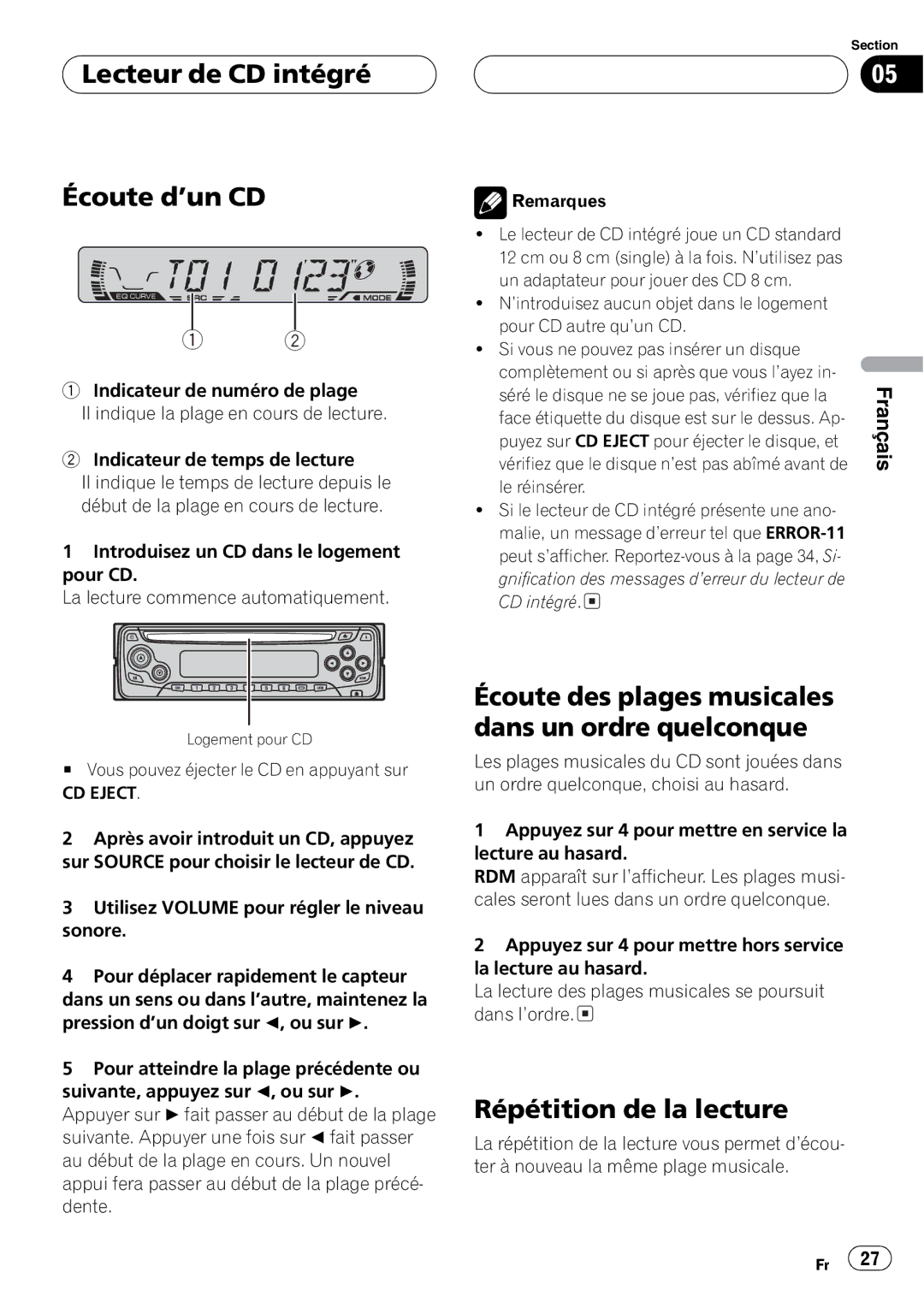 Pioneer DEH-1600 operation manual 