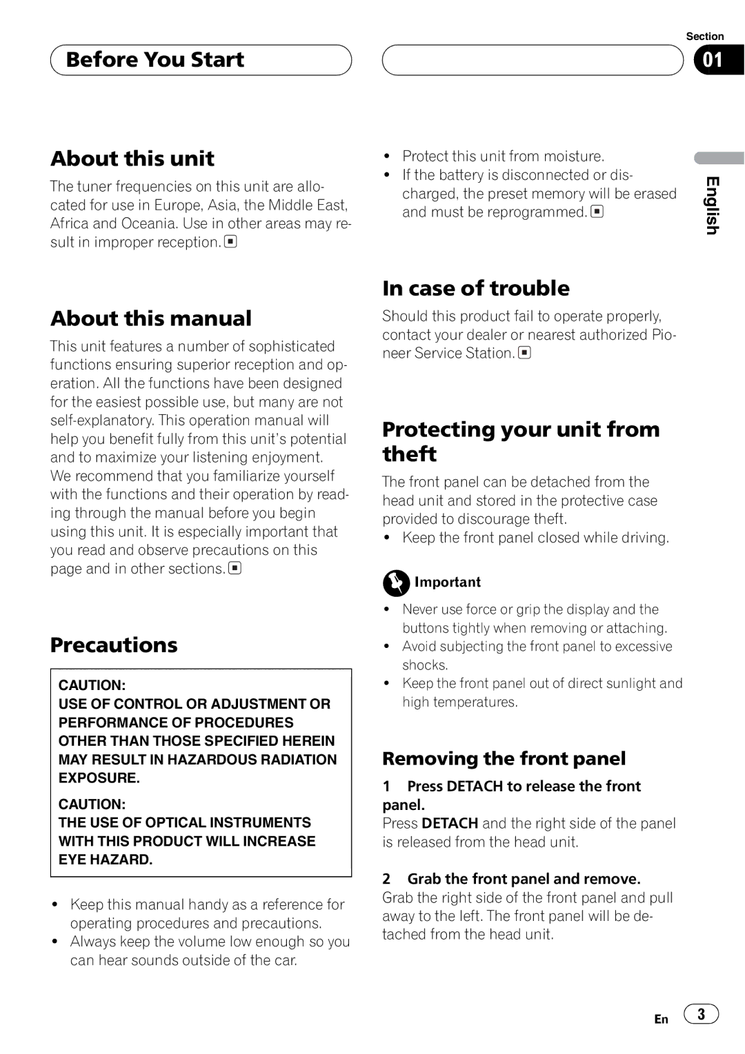 Pioneer DEH-1610 operation manual 