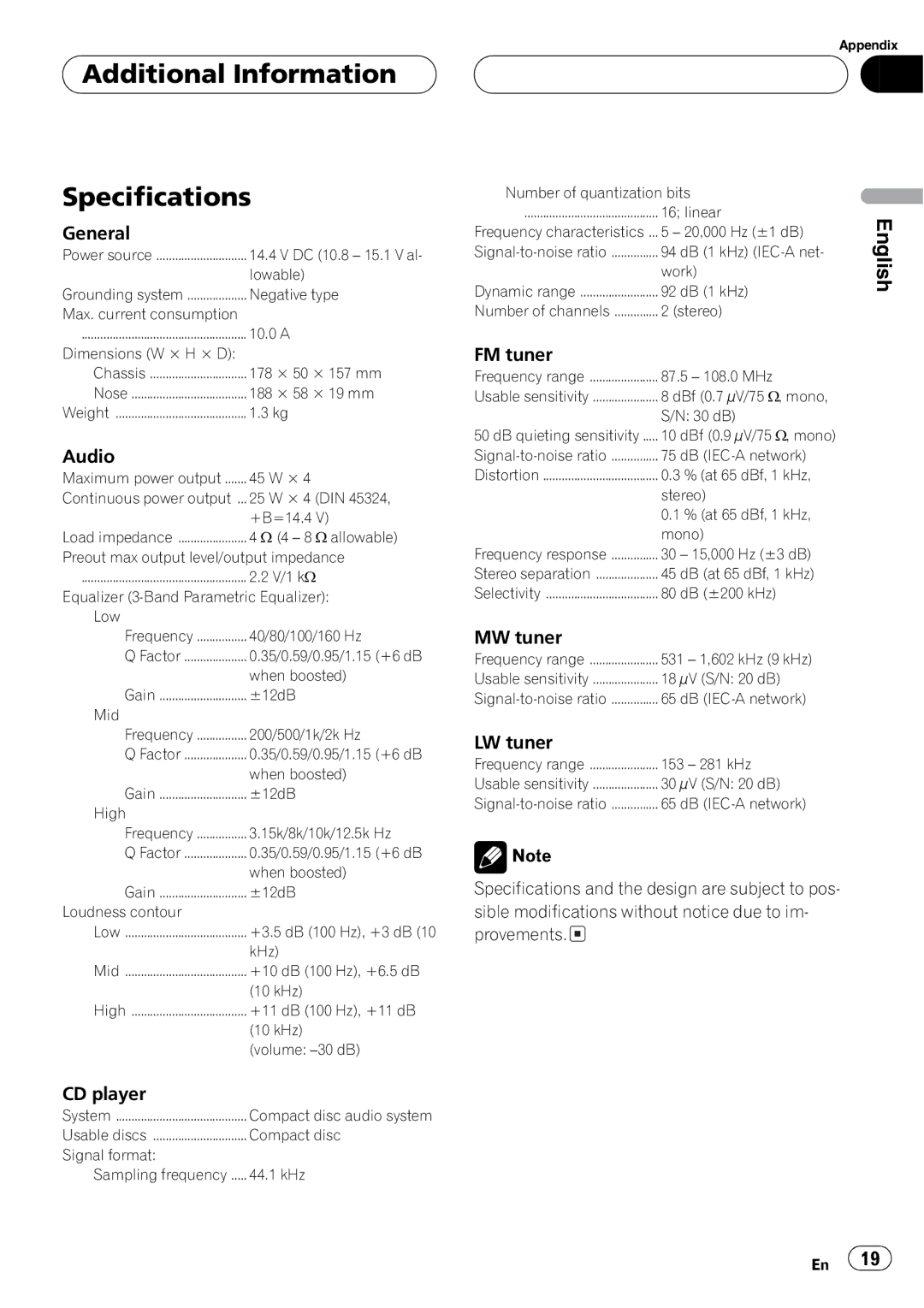 Pioneer DEH-1630R operation manual 