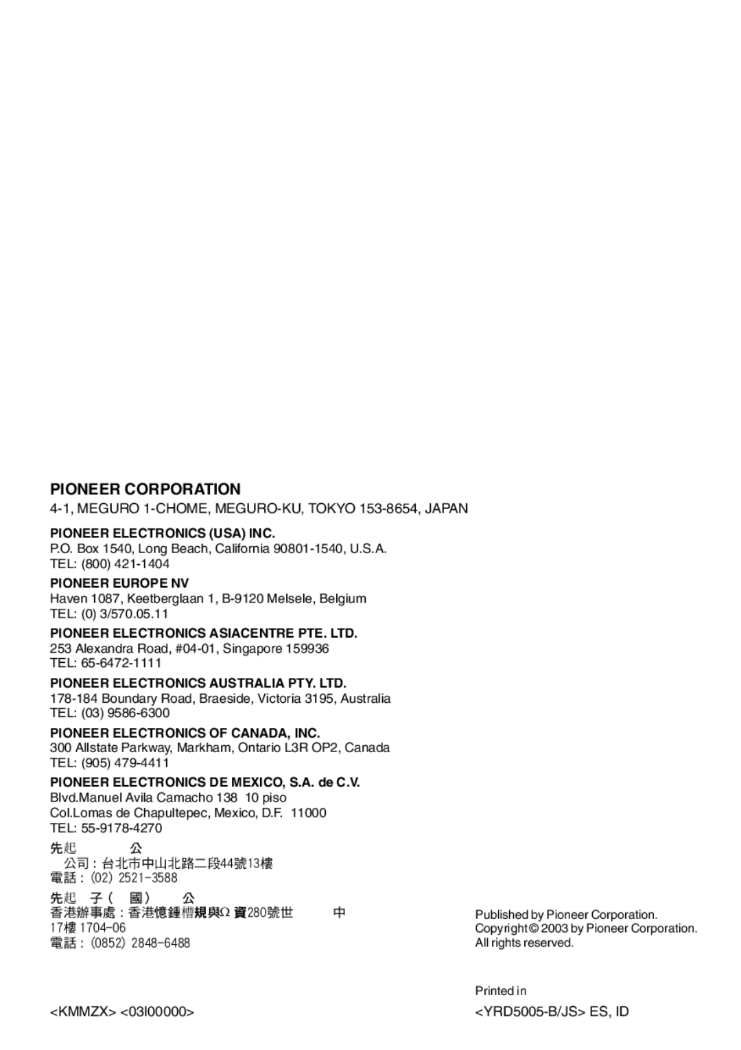 Pioneer DEH-1650 operation manual =50 5B 5!# 