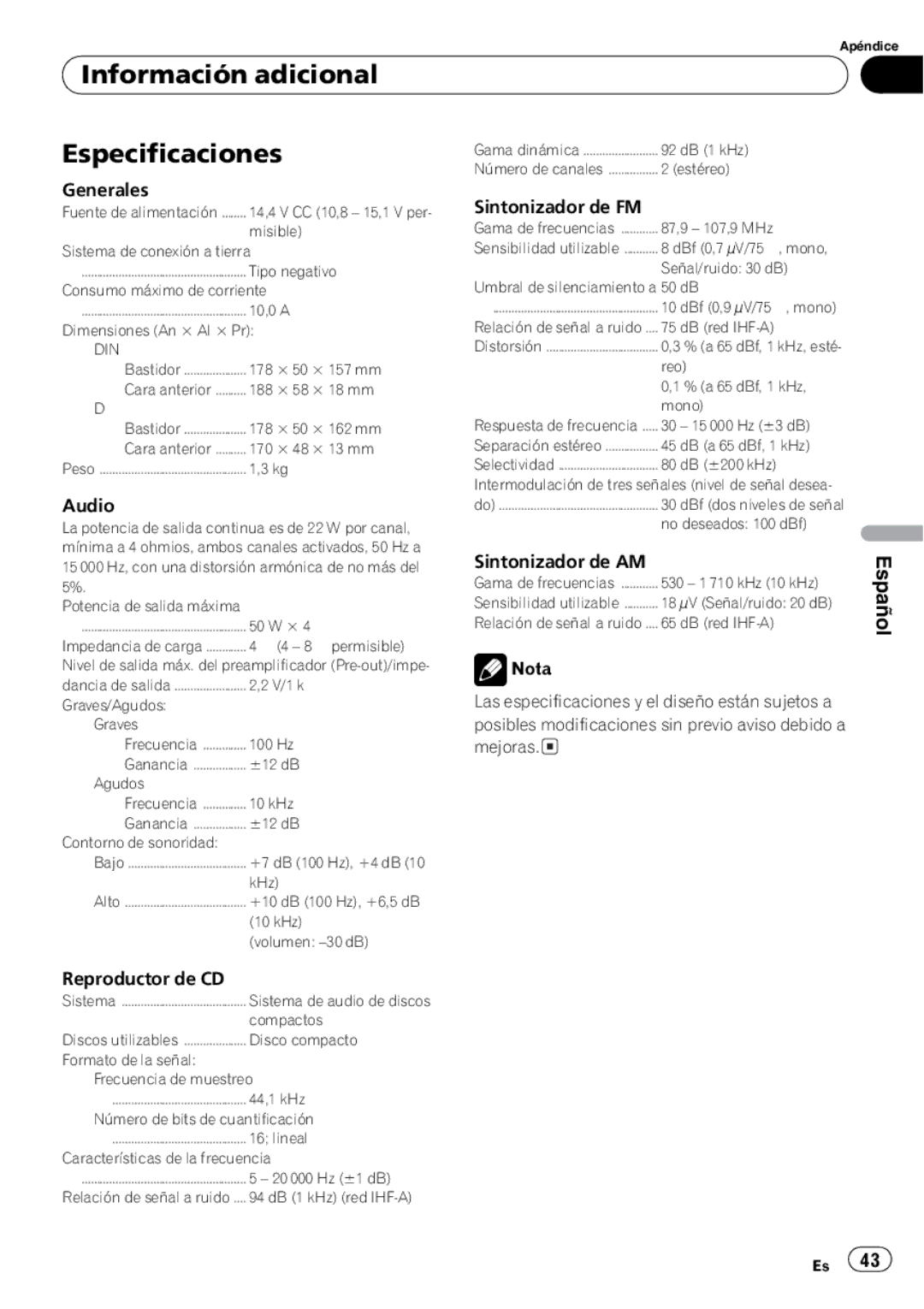 Pioneer DEH-17 operation manual + + 