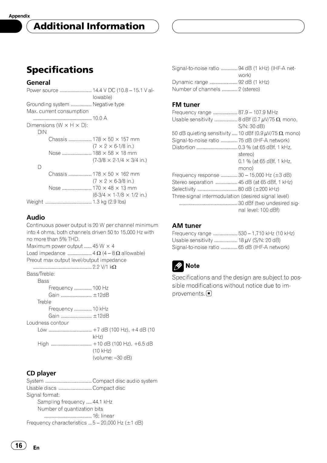 Pioneer DEH-1700 operation manual 