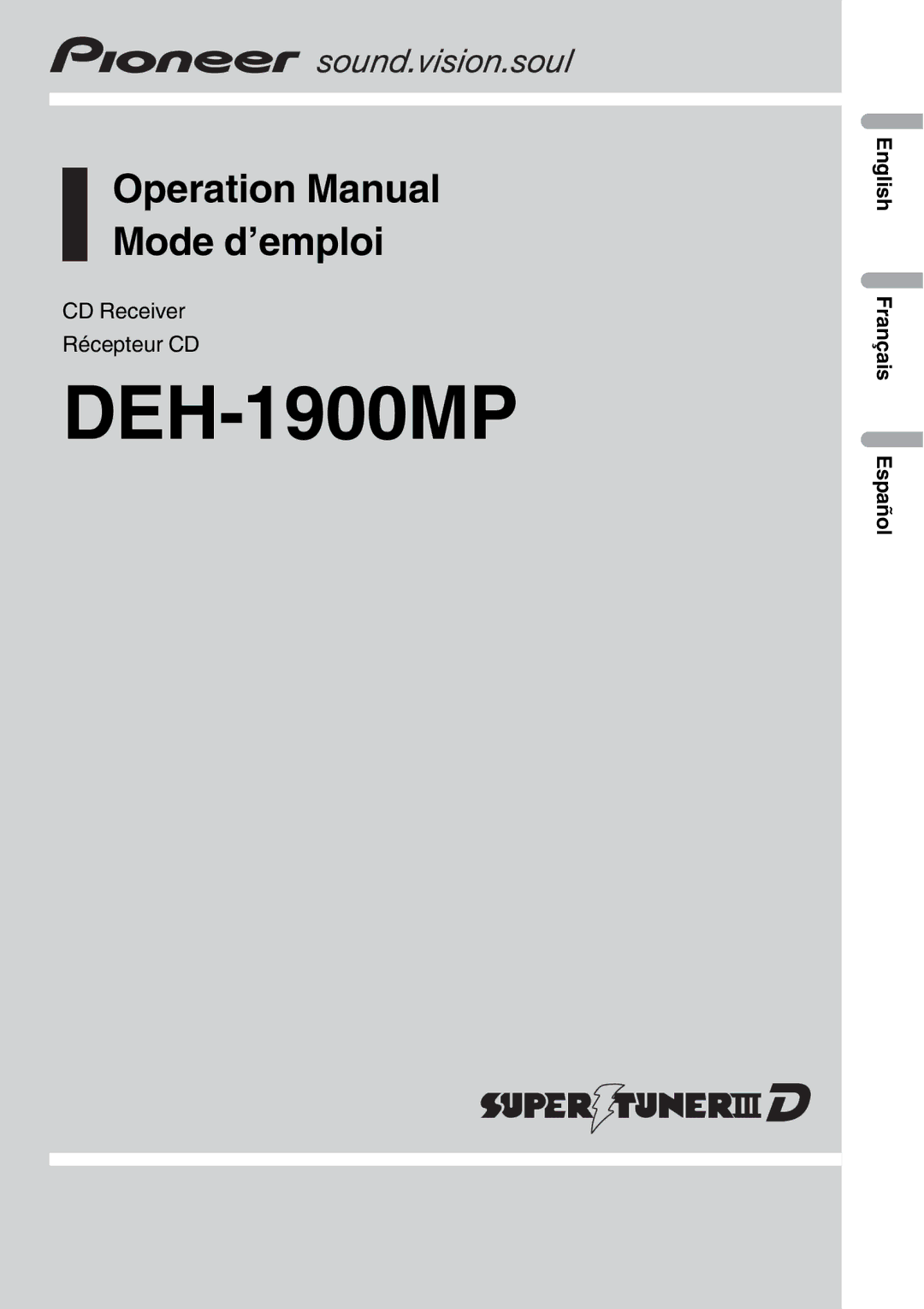 Pioneer DEH-1900MP operation manual 