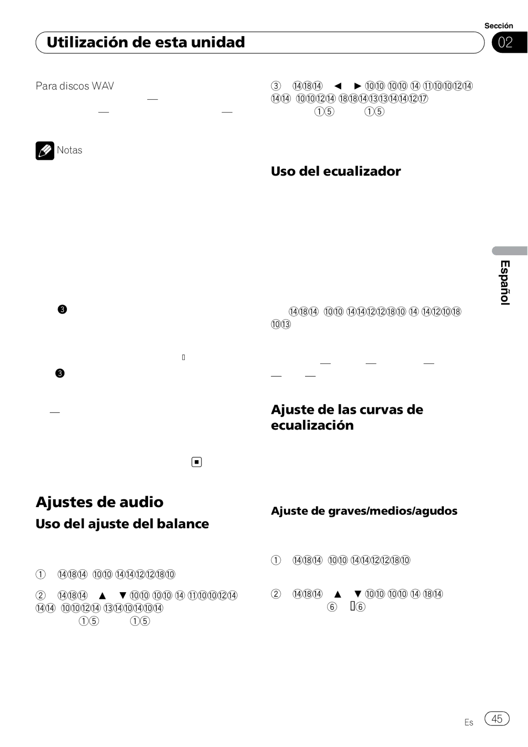 Pioneer DEH-1900MP Ajustes de audio, Uso del ajuste del balance, Uso del ecualizador, Ajuste de las curvas de ecualización 