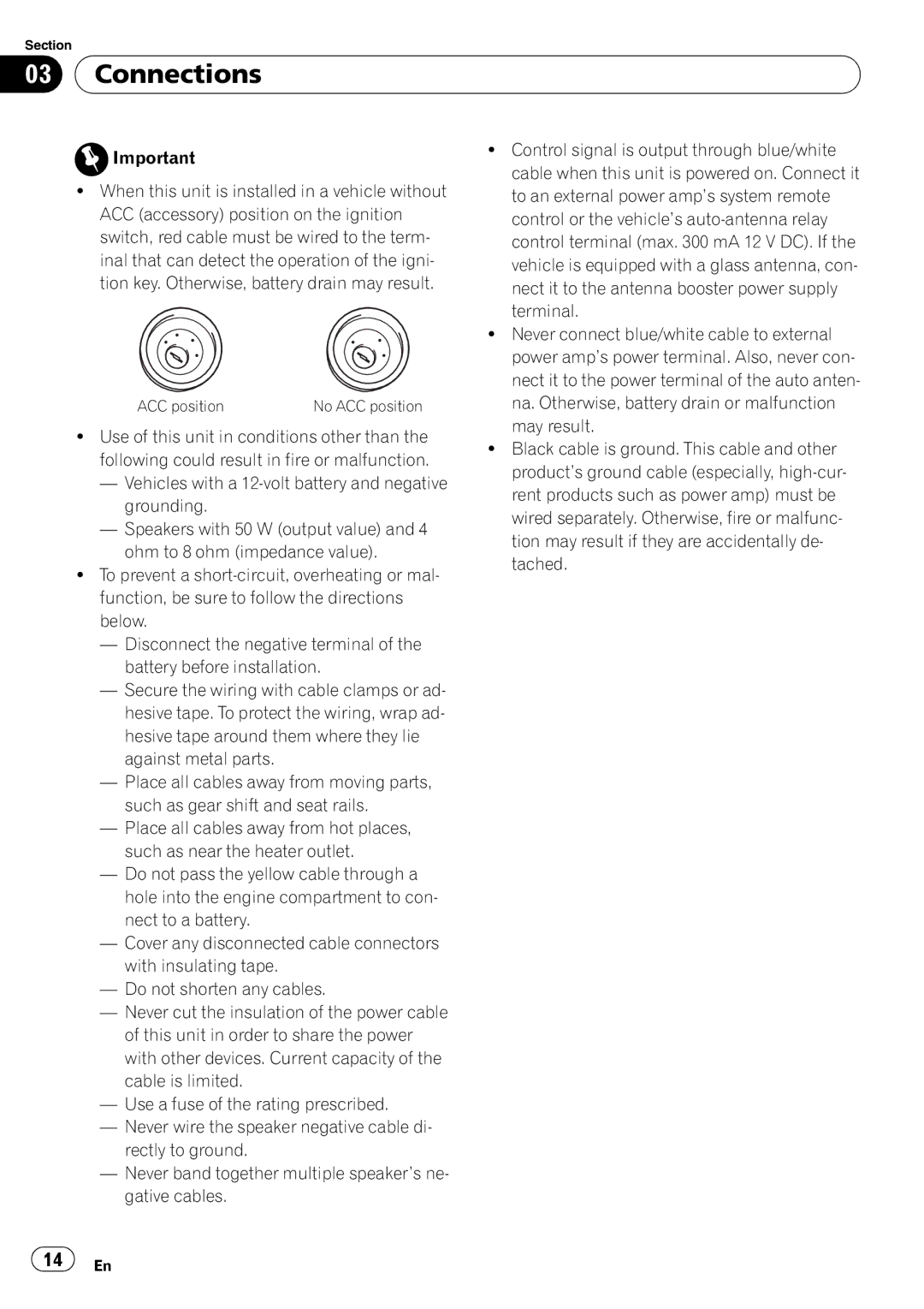 Pioneer DEH-200MP owner manual Connections, Vehicles with a 12-volt battery and negative grounding 