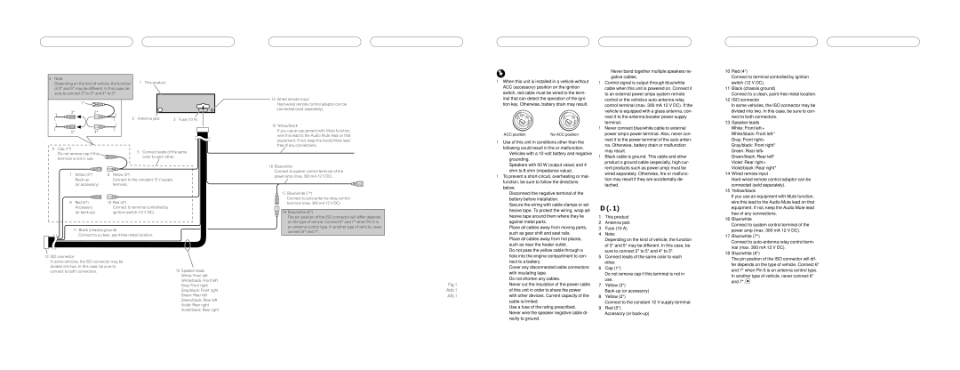 Pioneer DEH-2020MP installation manual Connections, Connection Diagram Fig 