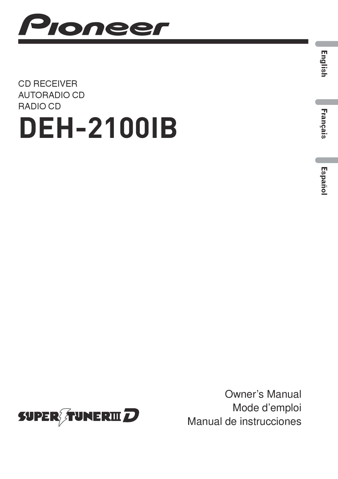 Pioneer DEH-2100IB owner manual 