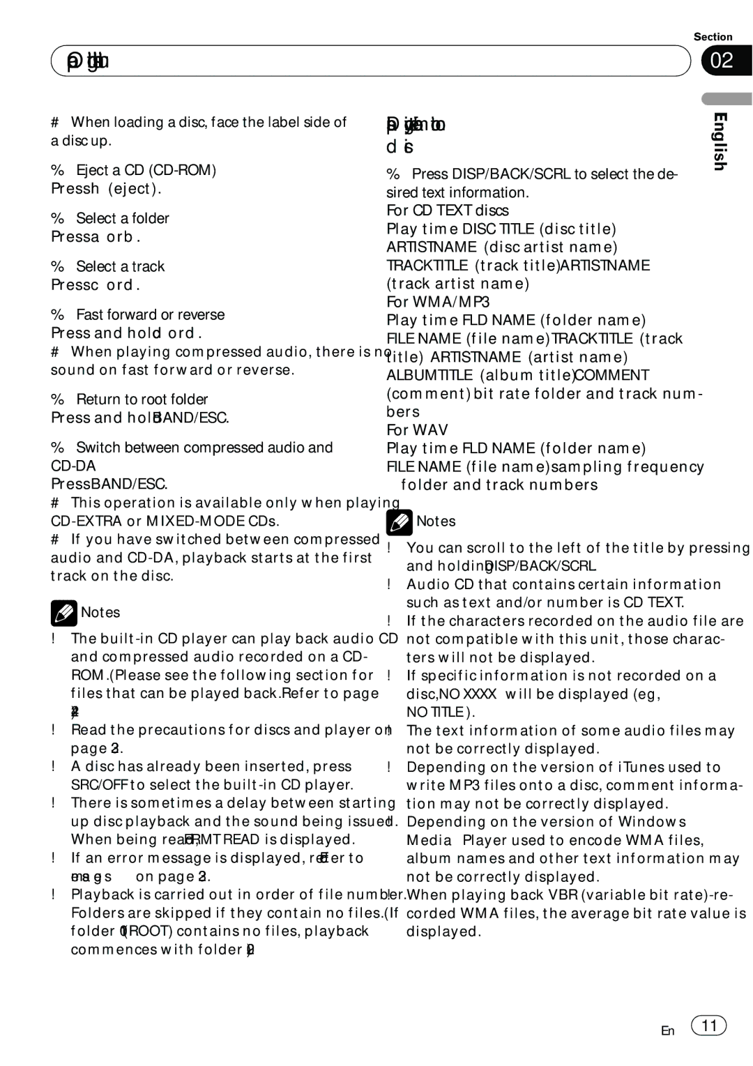 Pioneer DEH-2100IB owner manual Displaying text information on disc 