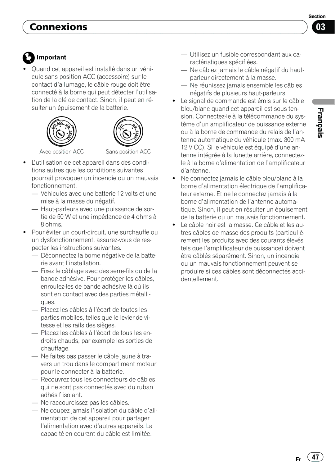 Pioneer DEH-2100IB owner manual Connexions 