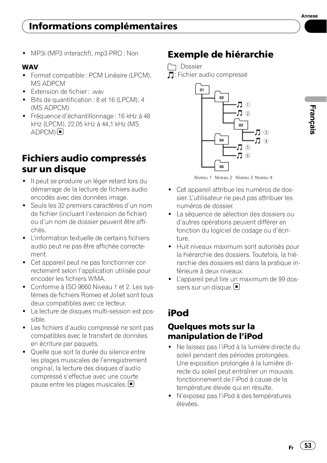 Pioneer DEH-2100IB owner manual Quelques mots sur la manipulation de l’iPod, MP3i MP3 interactif, mp3 PRO Non 