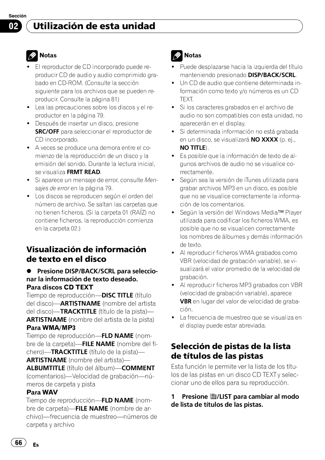 Pioneer DEH-2100IB owner manual Visualización de información de texto en el disco 