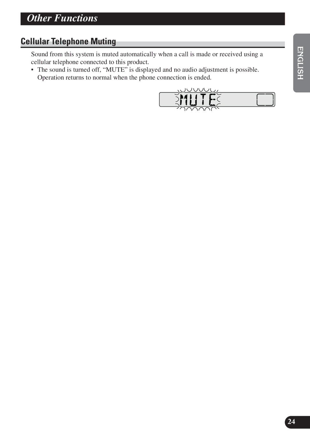 Pioneer DEH-2100R, DEH-2130R operation manual OtherA TitleFunctionsE glish, Cellular Telephone Muting 