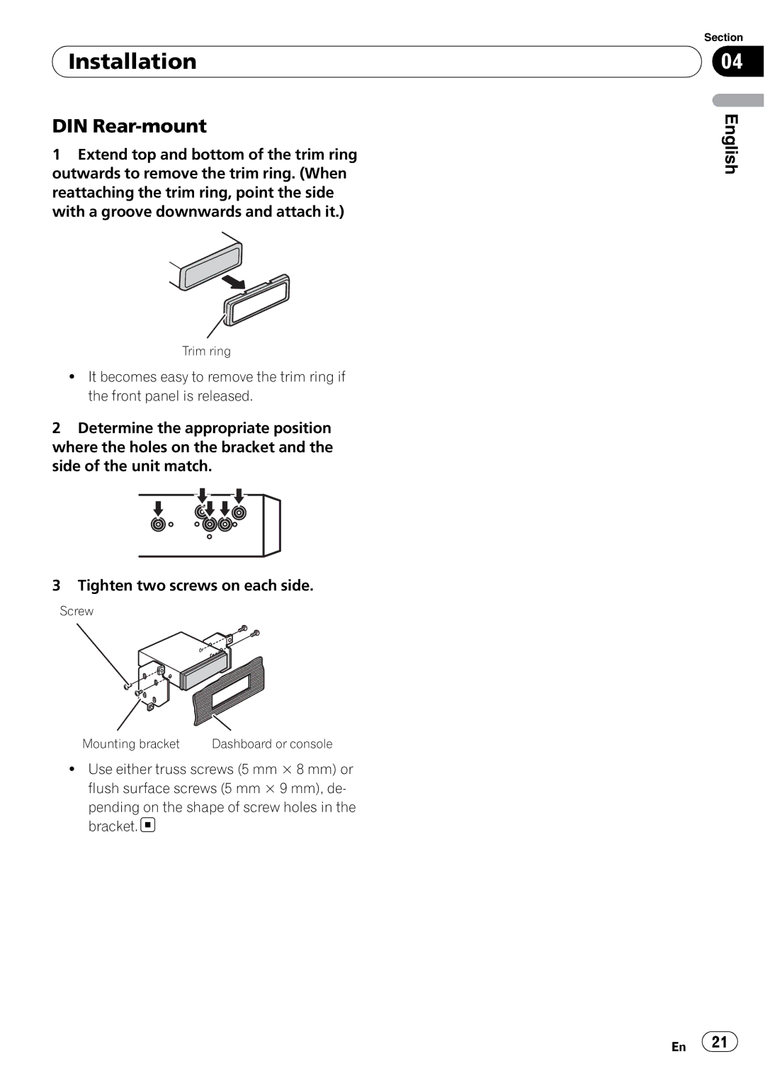 Pioneer DEH-2150UBG owner manual DIN Rear-mount 